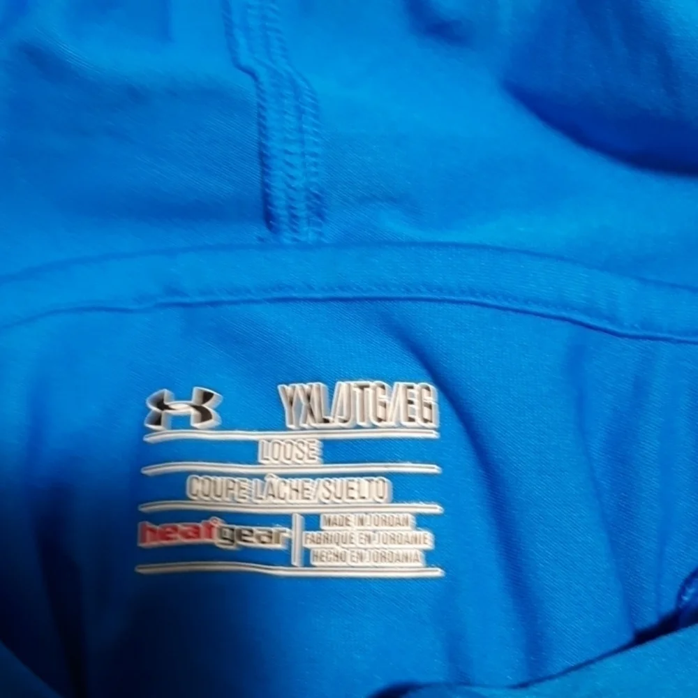 Under Armour YXL blue white heatgear hoodie